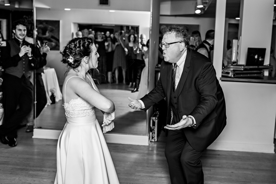 A father daughter dance during a south Philly wedding.